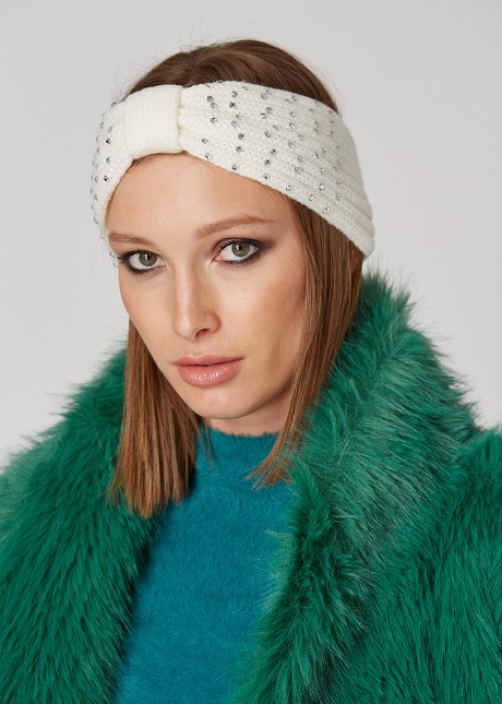 Knitted look headband with strass