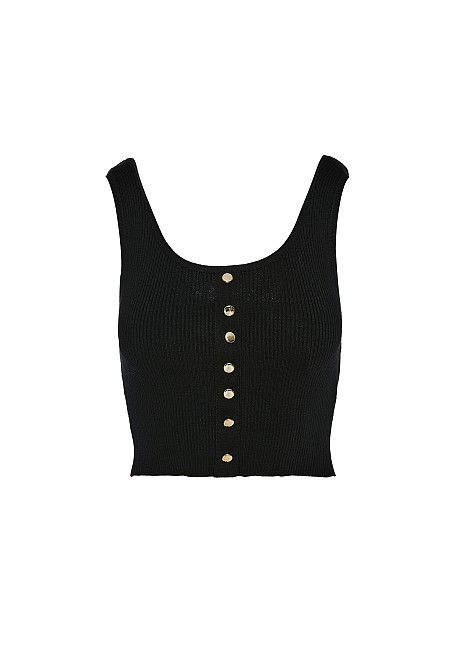 Knitted crop top with buttons