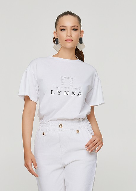 Glitter LYNNE logo cropped t-shirt - Online Exclusive