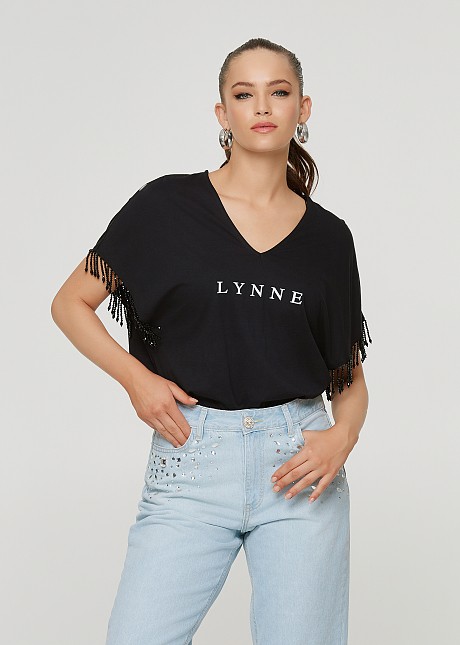 Oversized t-shirt with beads jewelry On line exclusive