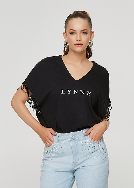 Oversized t-shirt with beads jewelry On line exclusive