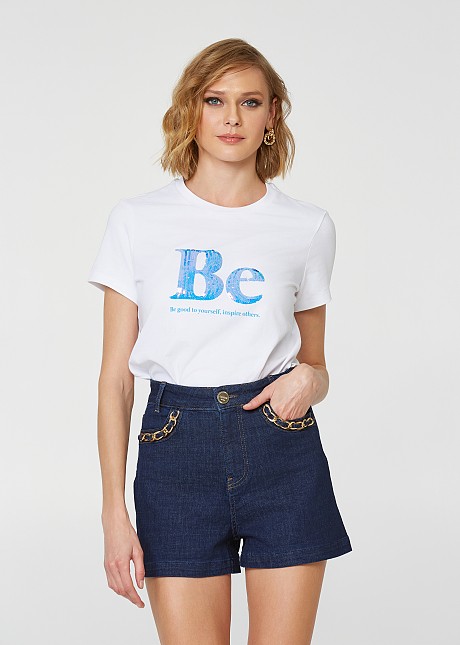 Тениска с щампа "Be"