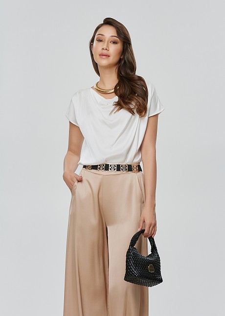 Cowl neck blouse in satin look