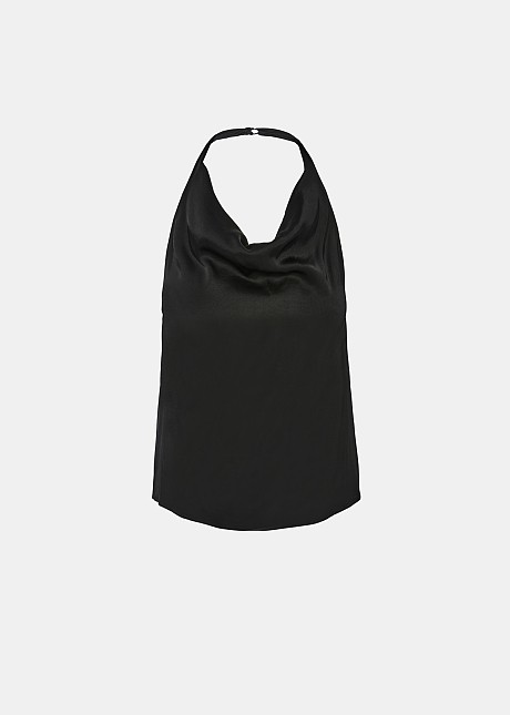 Halter top with cowl neck