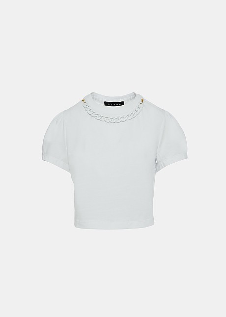 Cropped t-shirt with detachable chain