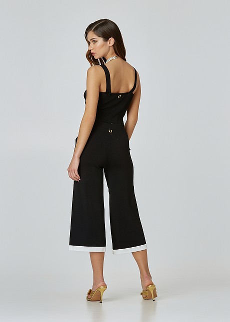 Knitted culotte in black and contrast