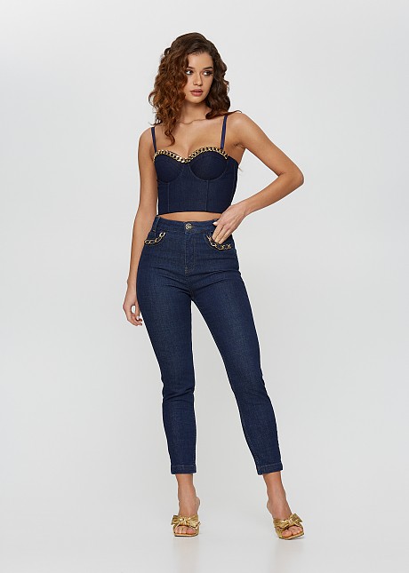Slim fit jeans with decorative chains
