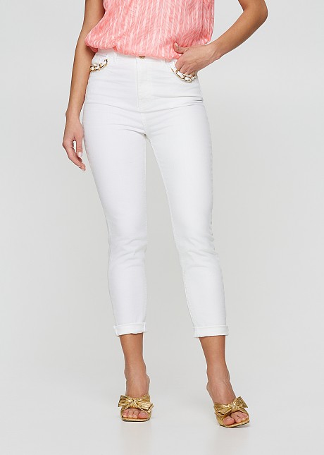 White denim skinny pants