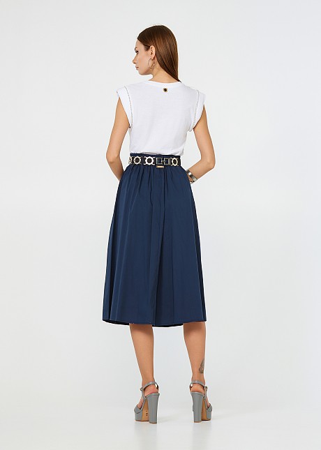 Midi high-waisted skirt with pleats