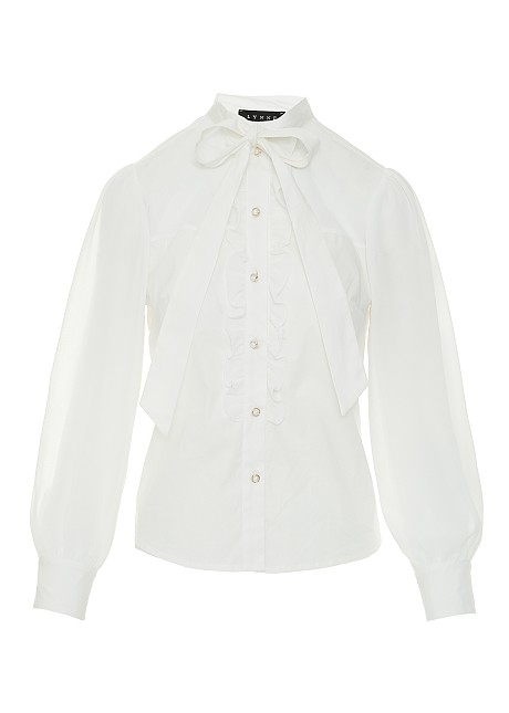 Cotton shirt in mao collar and neck tie