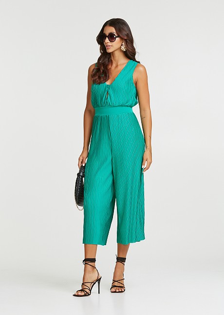 Pleated cropped jumpsuit