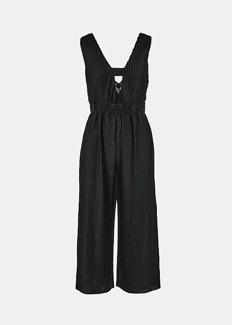 Pleated cropped jumpsuit