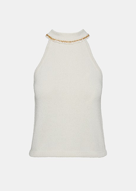 Sleeveless blouse with detail on the neck