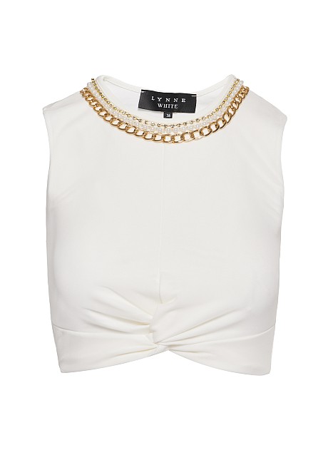 Crop top decorated with necklaces