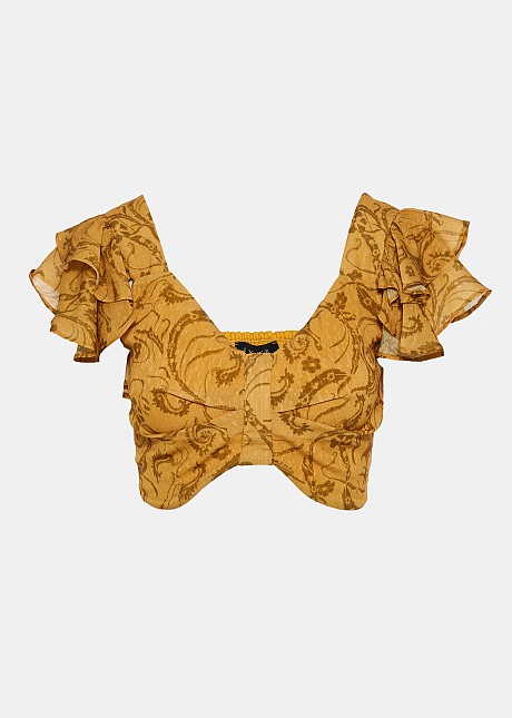 Butterfly crop top with ruffles