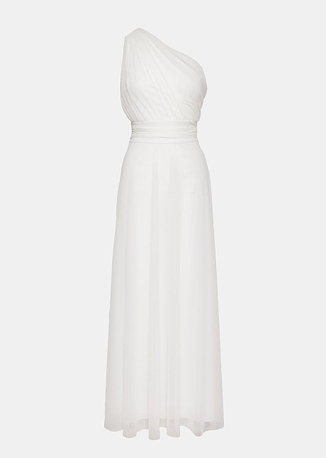One shoulder maxi tulle dress