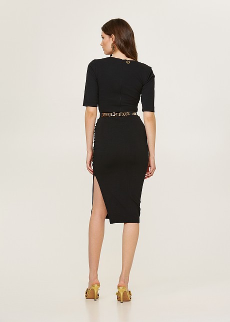 Bodycon ruffly dress with sleeves