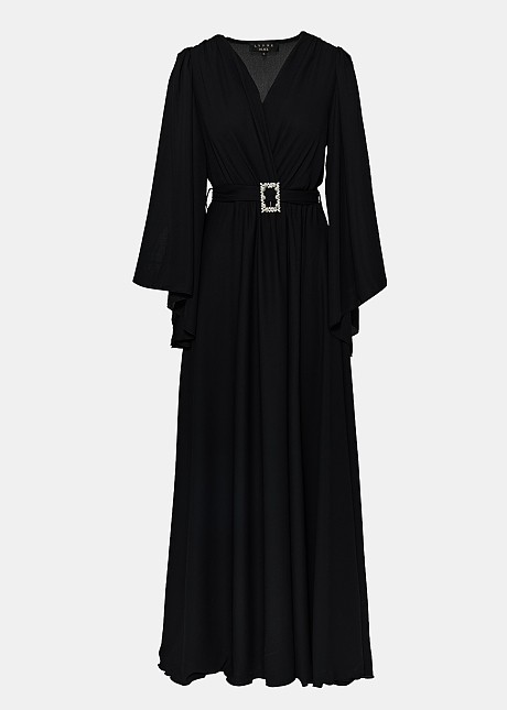 Maxi dress with buckle on the belt