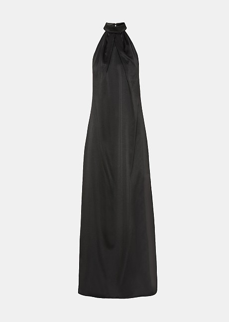 Μακρύ φόρεμα με halter δέσιμο σε σατέν όψη