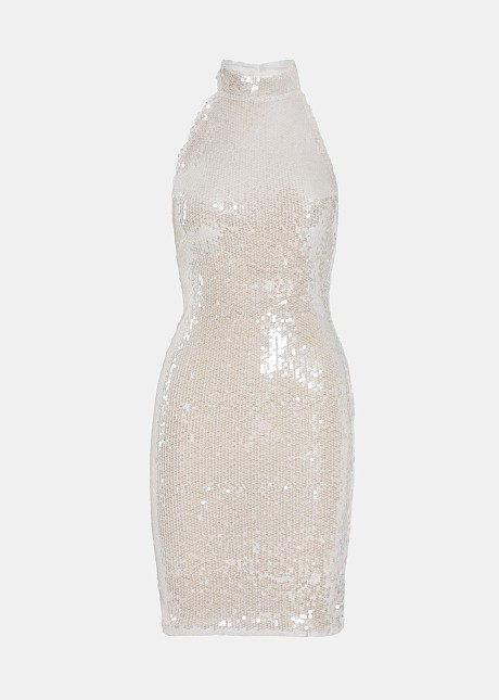 Sequined mini halter neck dress
