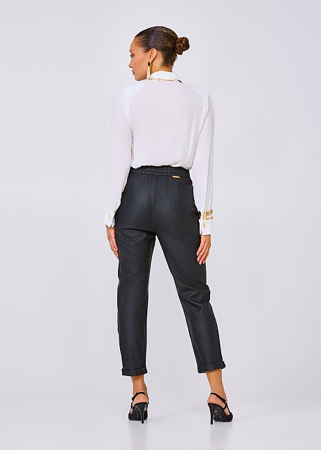 Baggy leather look trousers