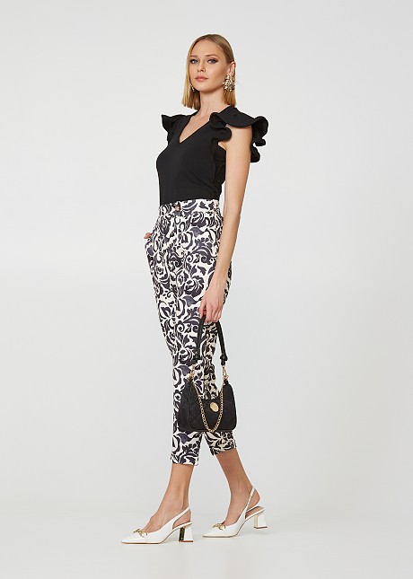 Highrise trousers with porto mosaic print