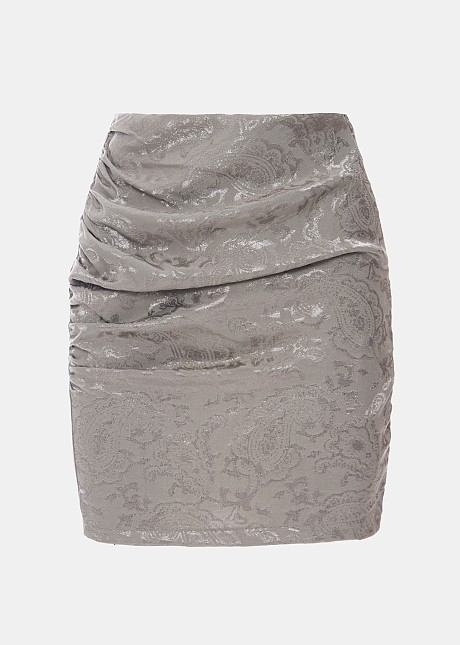 Jacquard mini skirt in satin look