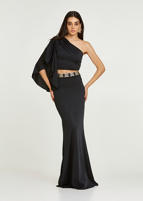 Maxi skirt with swallow tail