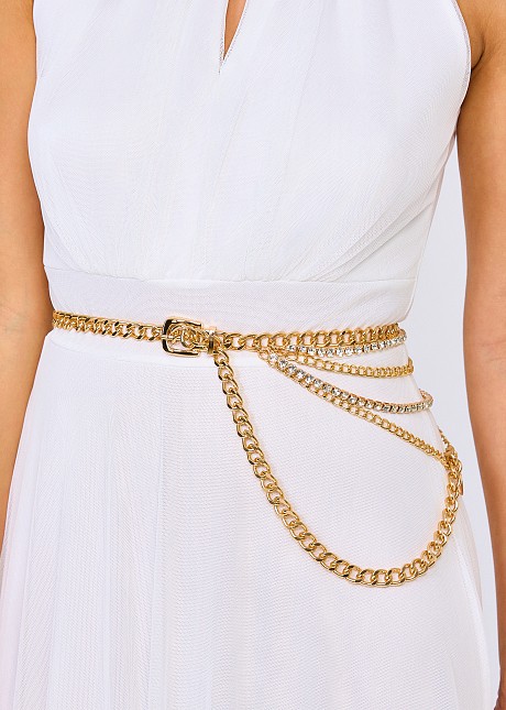 Chain belt with layers and buckle