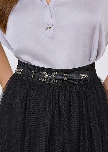 Slim belt with double buckle