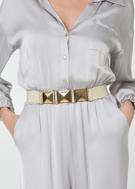 Elastic belt with metallic buckle