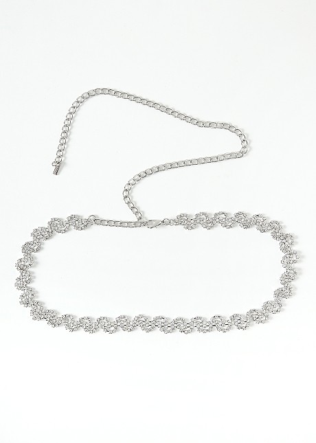 Chain belt with rhinestones
