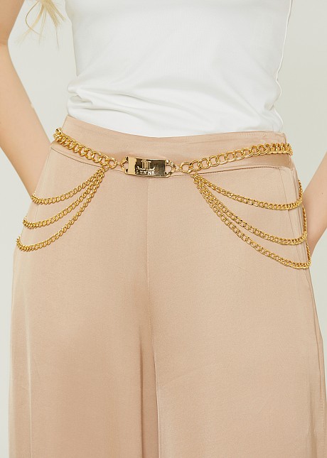Layers chain belt in metallic look