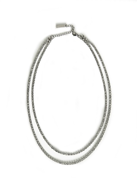 Necklace with rhinestones in silver tone