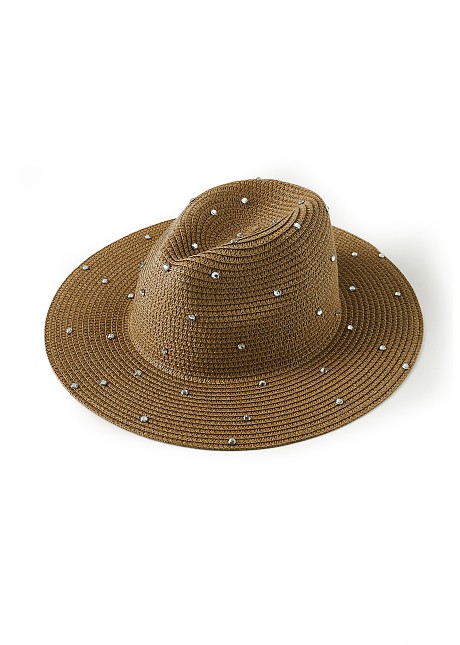 Ψάθινο καπέλο με στρας