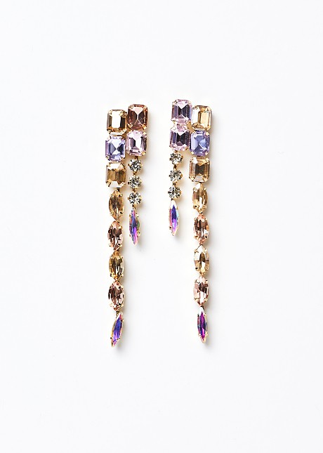 Drop earrings with multi-colored stones