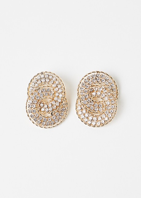 Circle earrings with rhinestones
