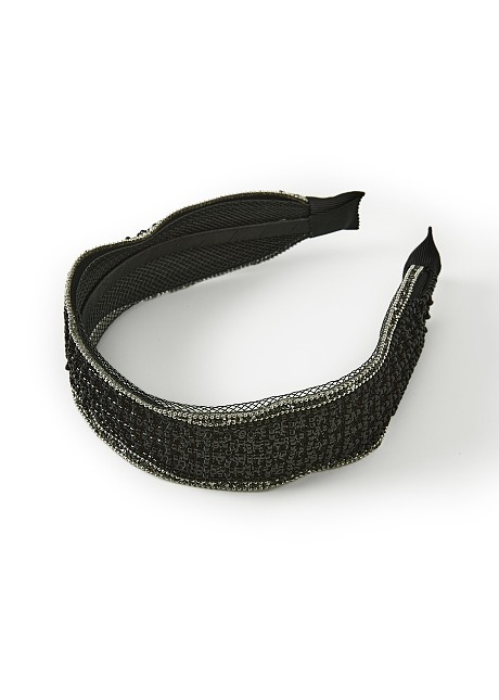 Embroidered hair band with sequins and beads