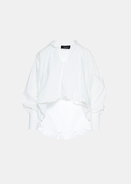 Asymmetric poplin blouse