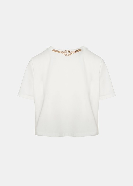 Crop T-shirt with gold detail