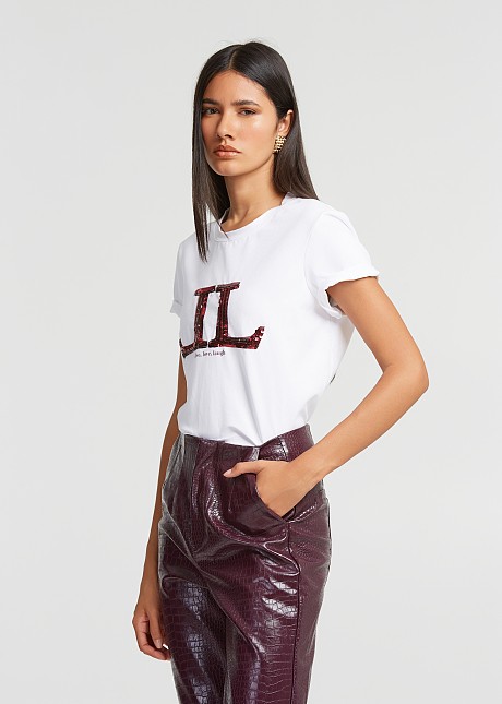 T-shirt with sequin monogram