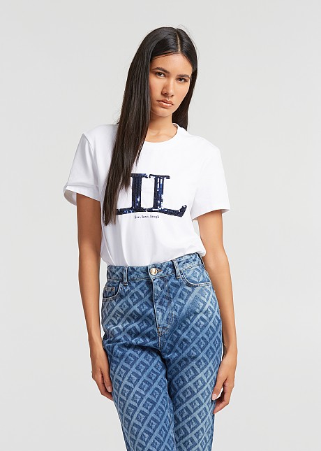 T-shirt with sequin monogram