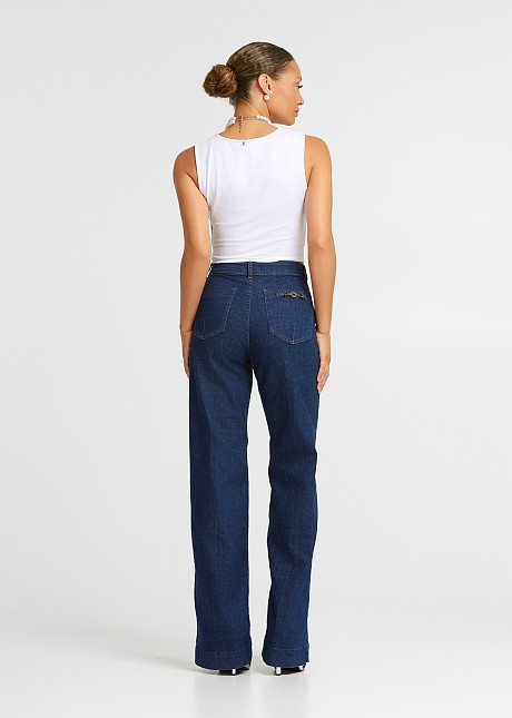 Denim wide leg trousers