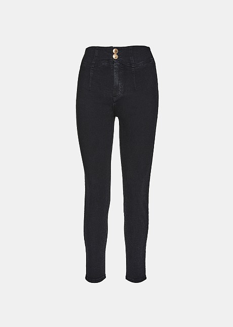 Pantaloni denim slim-fit cu talie înaltă