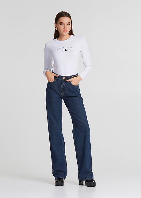 Pantaloni denim drepți