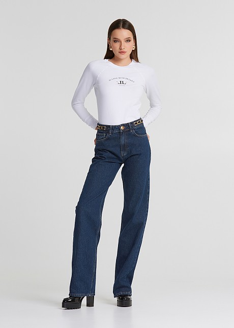 Pantaloni denim drepți