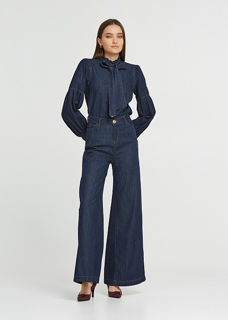 Pantaloni denim wide leg