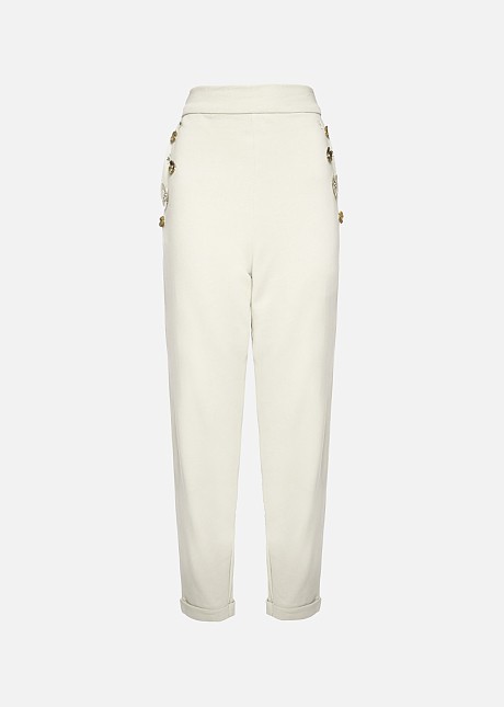 Cotton pants with decorative details