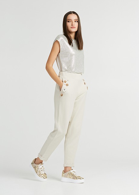 Cotton pants with decorative details