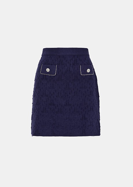 Knitted skirt with rib monogram